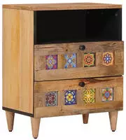 vidaXL Nachttisch Natur 50 x 33 x 62 cm Massivholz Mango