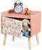 Relaxdays Kinder-Nachttisch mit Staufach, rosa/weiß/hellbraun, 40x30x41cm