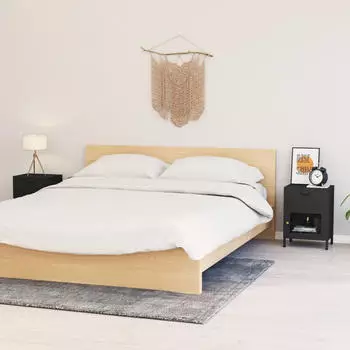 vidaXL Nachttische 2 Stk. Anthrazit 40x30x54,5cm Stahl und Glas