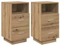 vidaXL Nachttische 2 Stk. mit 2 Schubladen Artisan-Eiche 36x36x68 cm