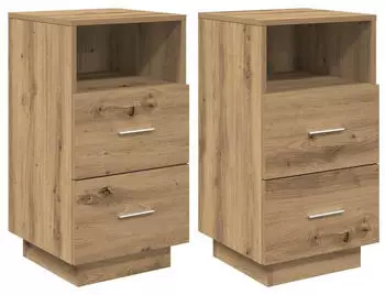 vidaXL Nachttische 2er-Set 2 Schubladen Artisan-Eiche 36x36x68cm (858595)