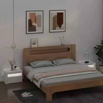 vidaXL Nachttische 2 Stk. mit LEDs 60x35x40 cm (3080734) wei&szlig;