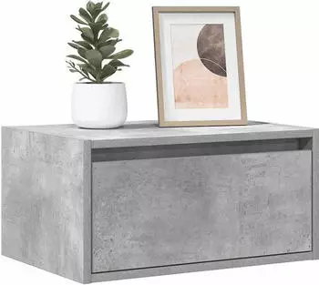 vidaXL Wand-Nachttische 2 Stk. mit LED-Leuchten . Betongrau (860218)