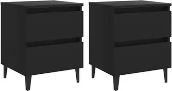 vidaXL Nachttische 2 Stk. 40x35x50 cm Holzwerkstoff (805872) schwarz