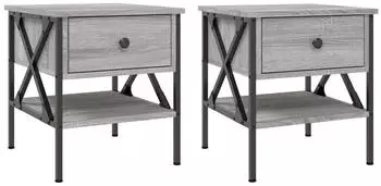 vidaXL Nachttische 2 Stk. Sonoma 40x42x45 cm Holzwerkstoff (825960) grau