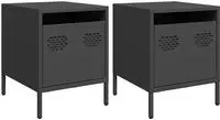 vidaXL Nachttische 2 Stk. Schwarz 35x39x43,5 cm Stahl