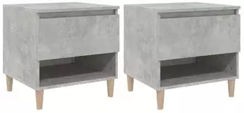 vidaXL Nachttische 2 Stk. Betongrau 50x46x50 cm Holzwerkstoff (819541)