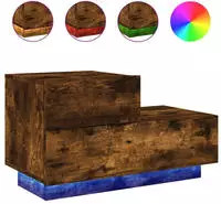 vidaXL Nachttisch mit LED-Leuchten R&auml;uchereiche 70x36x40,5 cm