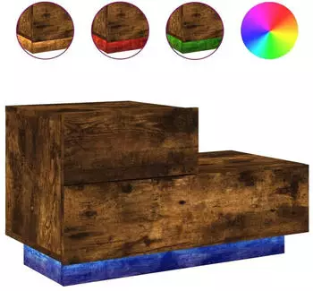 vidaXL Nachttisch mit LED-Leuchten R&auml;uchereiche 70x36x40,5 cm (836781)