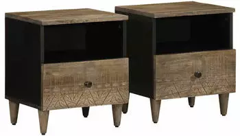 vidaXL 2 St&uuml;ck Hellgrau 40x33x46 cm Massivholz Mango (4017799)