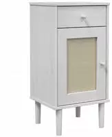 vidaXL Nachttisch SENJA Rattan-Look Wei&szlig; 40x35x80 cm Massivholz Kiefer