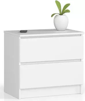 Akord Furniture Factory Nachttisch K60 in der Farbe Weiß mit 2 Schubladen B60 x H55 x T40 cm