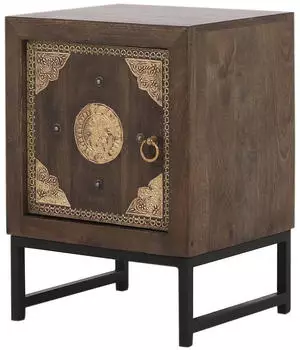 Marrakesch Orient & Mediterran Interior Adaja Nachttisch Holz & Metall, orientalisch, 55cm (zen-dk-24259)