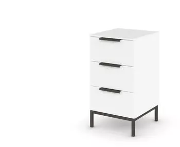 M&ouml;bel Kraft Flipp Nachttisch 3 Schubladen Softclose wei&szlig;, 40x72cm