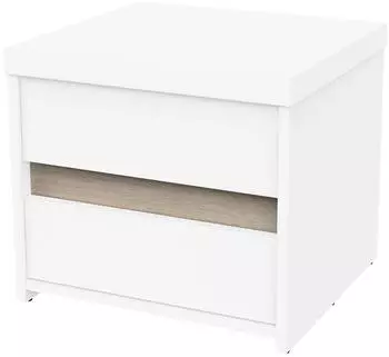 Demeyere Clyde Nachttisch 2 Schubladen, Wei&szlig; Matt/Eiche (105587)