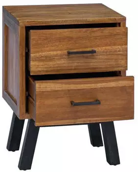 vidaXL Nachttisch mit Schubladen Teak Massivholz 40x35x55cm