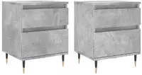 vidaXL Nachttische 2 Stk. Betongrau 40x35x50 cm Holzwerkstoff