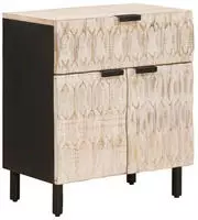 vidaXL Nachttisch mit Schubladen Wei&szlig; 50 x 33 x 60 cm Massivholz Mango