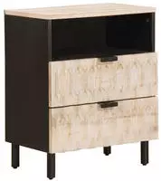 vidaXL Nachttisch mit Schubladen Wei&szlig; 50 x 33 x 60 cm Massivholz Mango