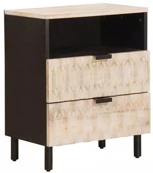 vidaXL Nachttisch mit Schubladen Wei&szlig; 50x33x60cm Massivholz Mango