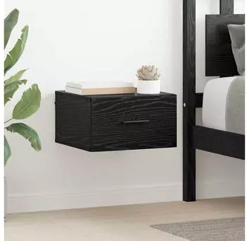 vidaXL Wandmontierter Nachttisch 2-tlg. Schwarz Eichen-Optik 35x35x20cm Holzwerkstoff