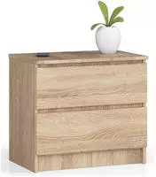 Abamihome - Nachttisch Akord K60 In Der Farbe Sonoma-eiche Mit 2 Schubladen B60...
