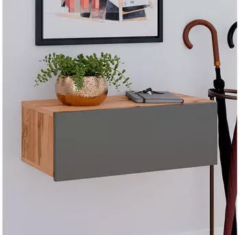 Idimex NANI Hängender Nachttisch mit Schublade, Wotan Eiche/Grau, 60x21x27cm