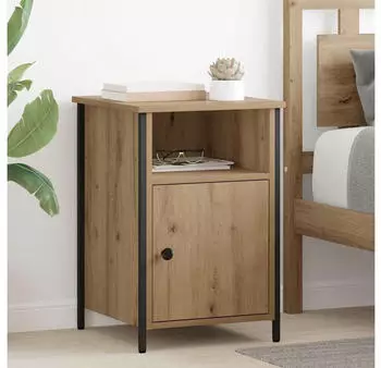 vidaXL Nachttisch 2er-Set Artisan-Eiche 40x42x60cm Holzwerkstoff Stahlbeine