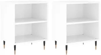 vidaXL Nachttisch 2er-Set Hochglanz-Wei&szlig; 40x30x50cm Holzwerkstoff
