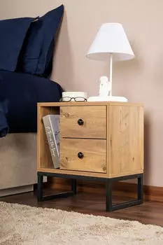 Hanah Home Nachttisch Melamin Atlantic Pine Schwarz (241NRD1413)
