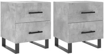 vidaXL Nachttisch 2er-Set Holzwerkstoff Betongrau 40x35x47,5cm (827365)
