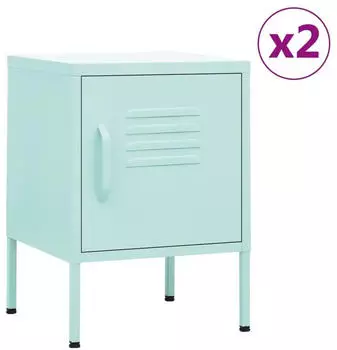 vidaXL Nachttisch 2er-Set Minzgr&uuml;n 35x35x51cm Stahl (3095210)