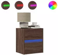 vidaXL Wand-Nachttisch mit LED-Leuchten Braun Eichen-Optik