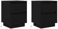 vidaXL Nachttische mit LED-Leuchten 2 Stk. Schwarz 38x34x50 cm