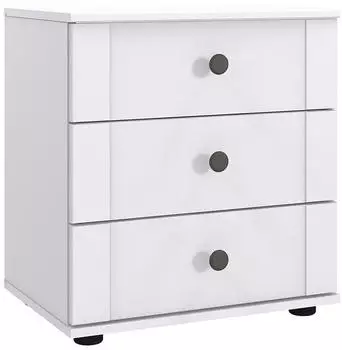Lomado Nachttisch 3 Schubladen weiß CROPANI-43