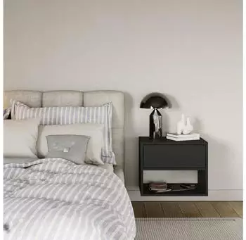 Selsey Framme H&auml;ngenachttisch mit Schublade, Schwarz, 50cm (Framme)
