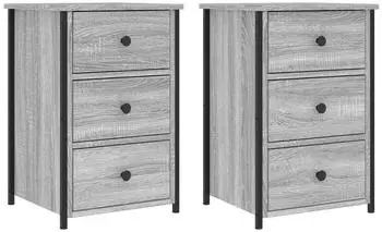 vidaXL Nachttisch 2er-Set Grau Sonoma 40x36x60cm Holzwerkstoff