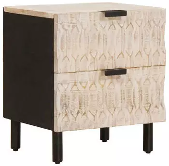 vidaXL Nachttisch mit Schubladen Wei&szlig; 40x33,5x46cm Massivholz Mango