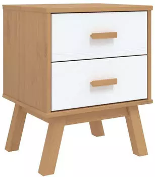 vidaXL Nachttisch OLDEN und Massivholz Kiefer (358584) wei&szlig; braun