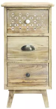 Mobili Rebecca Schmaler Nachttisch 3 Schubladen Paulownia Holz Shabby 65x30x30cm (RE6620)