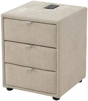 Jockenh&ouml;fer Lissy Nachtkonsole 3 Schubladen, Beige, induktives Laden, USB-A/USB-C (50323404)