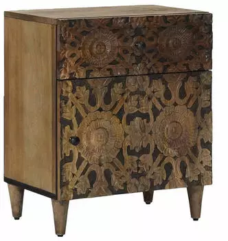 vidaXL Bettkasten mit Schublade Braun Massivholz Mango 50x33x60cm