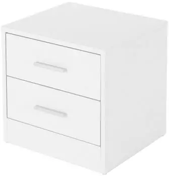 ML-Design Nachttisch aus Holz 38x37x34 cm Wei&szlig; mit 2 Schubladen