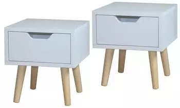 HTI-Living Thekla Nachttisch 1 Schublade, Wei&szlig;, 2er-Set (29325)