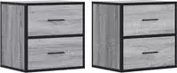 vidaXL Wand-Nachttische 2 Stk. Grau Sonoma 40x31x39,5 cm