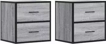 vidaXL Wand-Nachttische 2 Stk. Sonoma 40x31x39,5 cm (848731) grau
