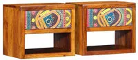 vidaXL Nachttisch 2 pcs Braun 40 x 35 x 35 cm Massivholz Akazie