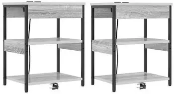 vidaXL Nachttische 2 Stk. Sonoma 41x31x51 cm Holzwerkstoff (859542) grau