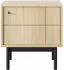 Bettso Moderner kippbarer Nachttisch mit Regal für das Schlafzimmer PANDA Eiche linea