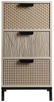 Mobili Rebecca Nachttisch Industrial 3 Schubladen MDF Metall Schwarz Braun (RE6905)